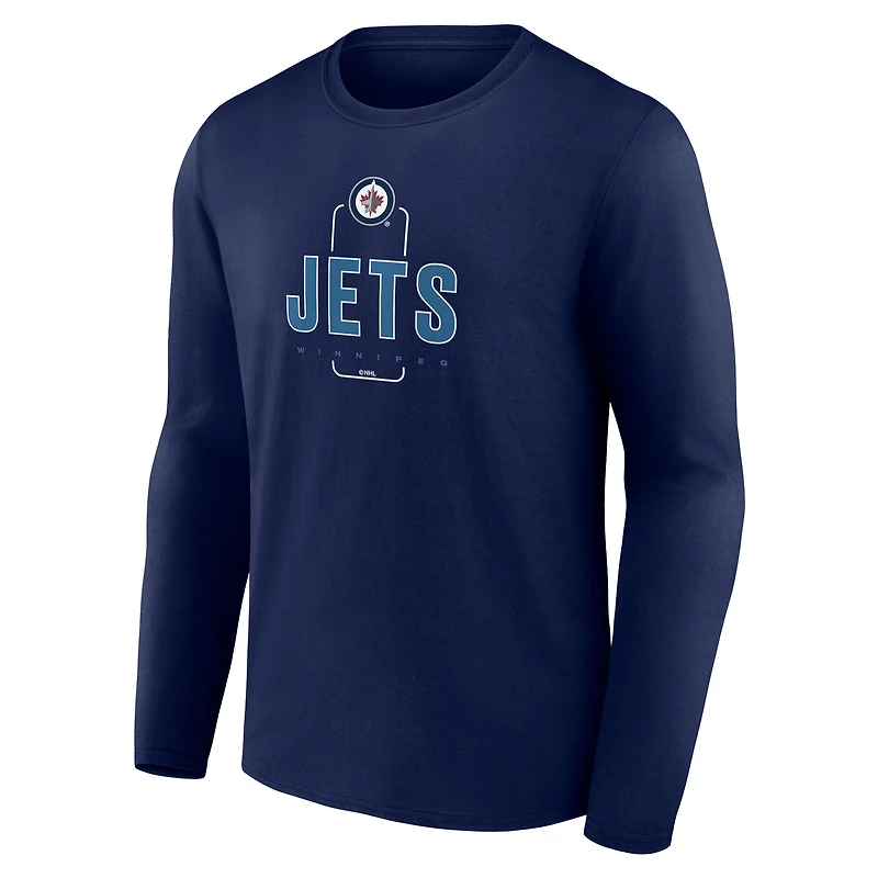 Men's Navy Winnipeg Jets Custom Midfielder Long Sleeve T-Shirt