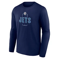 Men's Navy Winnipeg Jets Custom Midfielder Long Sleeve T-Shirt