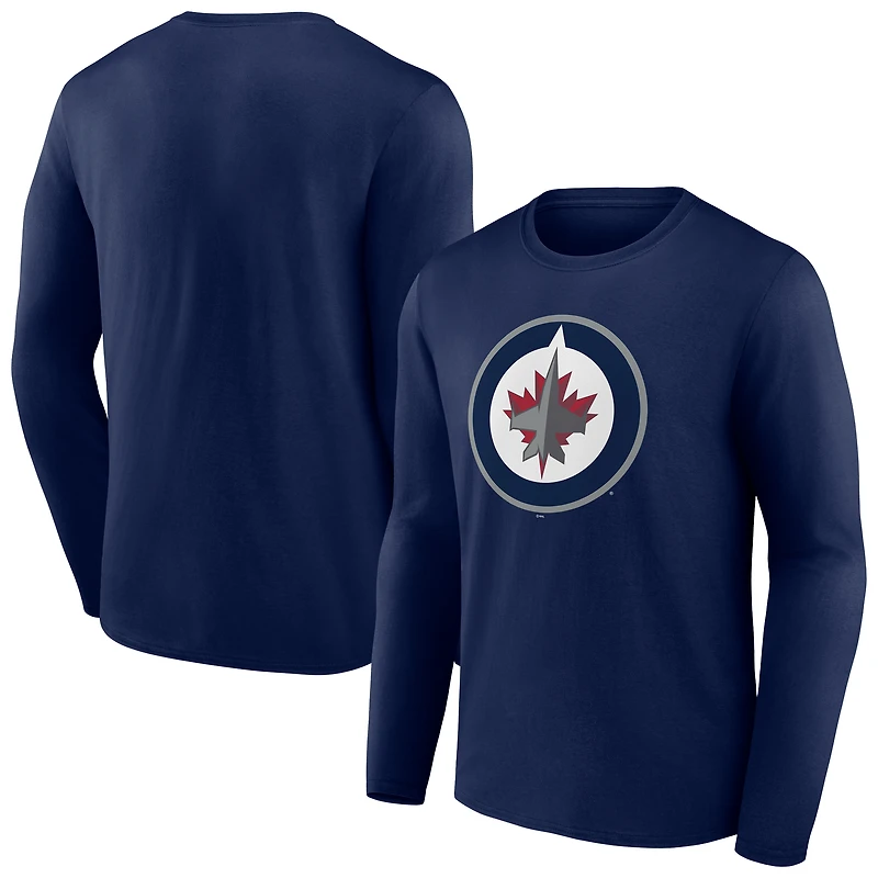 Men's Navy Winnipeg Jets Primary Logo Long Sleeve T-Shirt