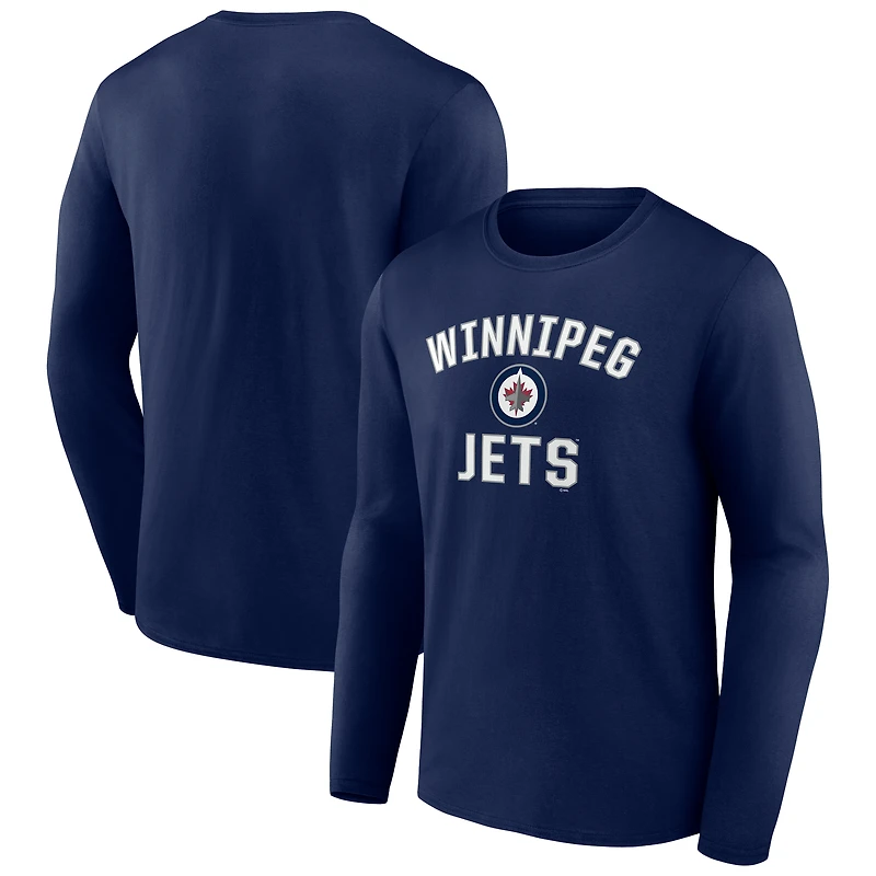 T-shirt à manches longues bleu marine pour homme, motif Victory Arch des Jets de Winnipeg