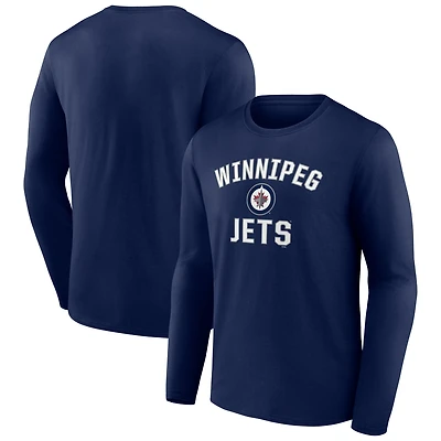 T-shirt à manches longues bleu marine pour homme, motif Victory Arch des Jets de Winnipeg