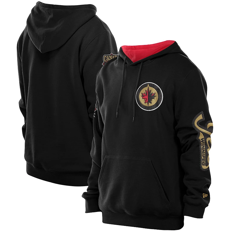 Men's New Era Black Winnipeg Jets Canada Day Pullover Hoodie