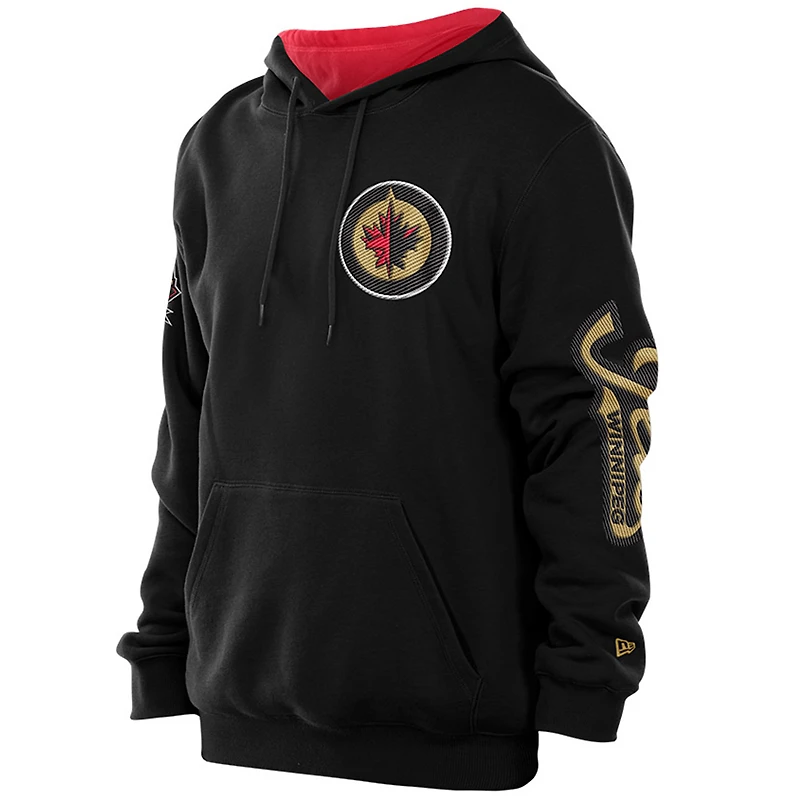 Men's New Era Black Winnipeg Jets Canada Day Pullover Hoodie