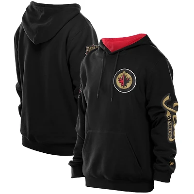 Men's New Era Black Winnipeg Jets Canada Day Pullover Hoodie