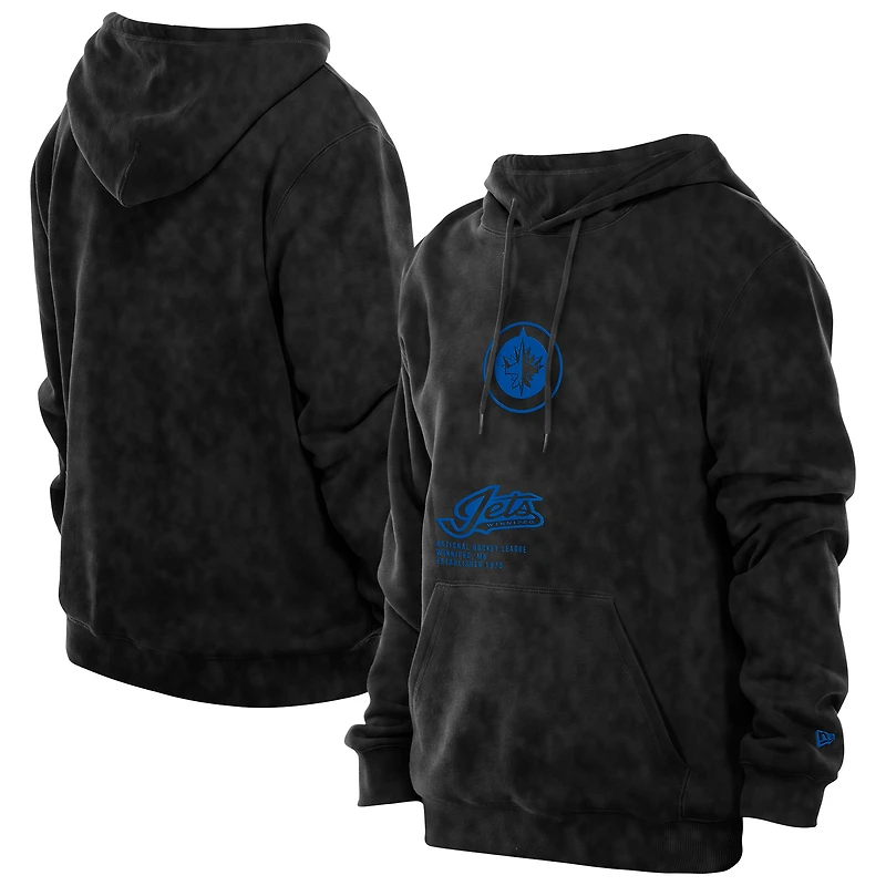 Men's New Era Black Winnipeg Jets Mineral Wash Pullover Hoodie