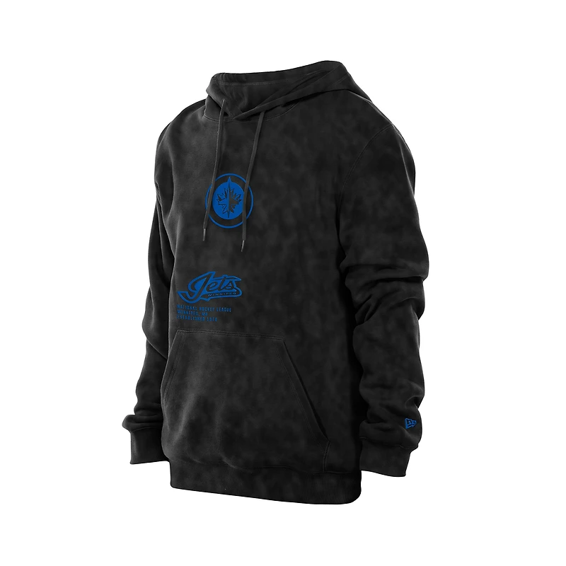 Sweat à capuche délavé minéral noir des Jets de Winnipeg New Era pour homme