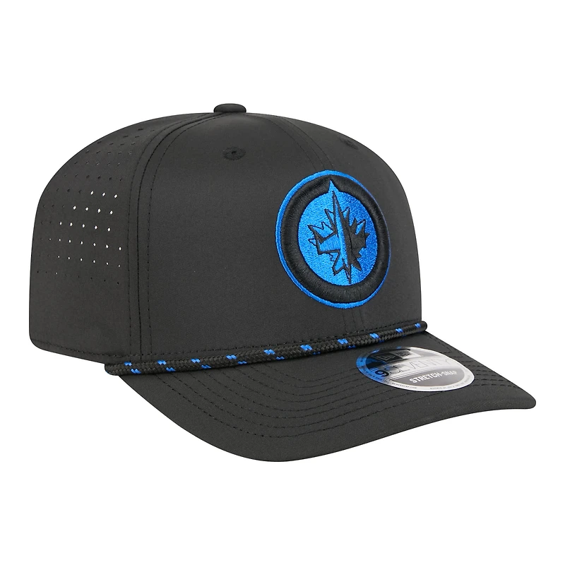Men's New Era Black Winnipeg Jets Sport Vented 9SEVENTY Rope Adjustable Hat