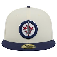 Men's New Era Cream/Navy Winnipeg Jets Chrome 59FIFTY Fitted Hat