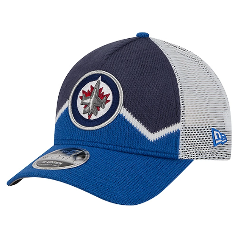 Men's New Era Navy/Blue Winnipeg Jets Sock 9FORTY M-Crown A-Frame Adjustable Hat