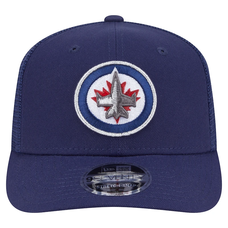 Men's New Era Navy Winnipeg Jets 9SEVENTY Stretch-Snap Trucker Hat
