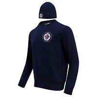 Men's Pro Standard Navy Winnipeg Jets Pullover Sweater & Cuffed Knit Hat Box Gift Set
