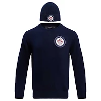 Men's Pro Standard Navy Winnipeg Jets Pullover Sweater & Cuffed Knit Hat Box Gift Set