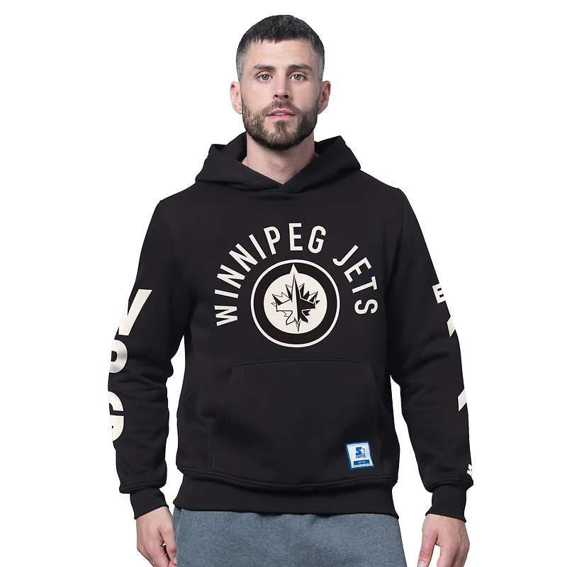 Men's Starter Black Winnipeg Jets Handoff Hoodie