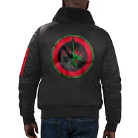 Veste pour homme Starter x Ty Mopkins Noir Mois de l'histoire des Jets Winnipeg Satin - à glissière pleine longueur