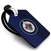 Étiquette de bagage en cuir personnalisée des Jets Winnipeg bleu marine
