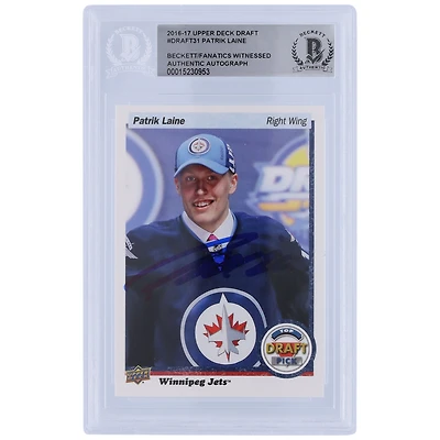 Patrik Laine Winnipeg Jets Autographed 2016-17 Upper Deck Draft Top Draft Pick #DRAFT-31 Beckett Fanatics Witnessed Authenticated Rookie Card