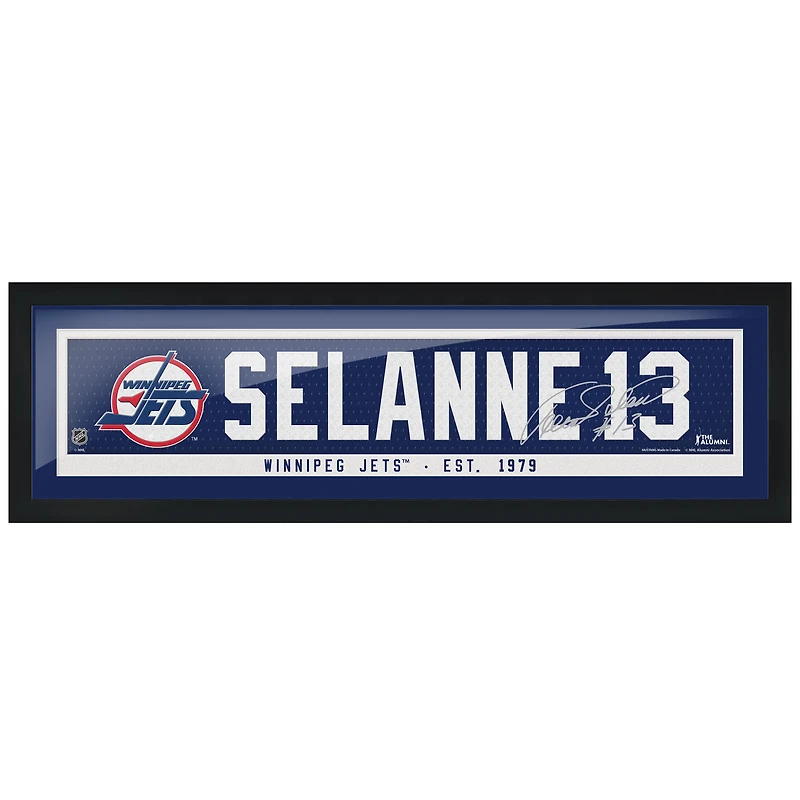 Teemu Selanne Winnipeg Jets 6 '' x 22 '' Réplique encadrée Autographe Nom des anciens - Bar