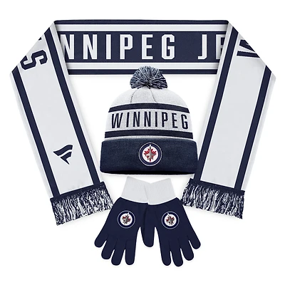 Pack combo écharpe, gants et tricot unisexe Fanatics Winnipeg Jets