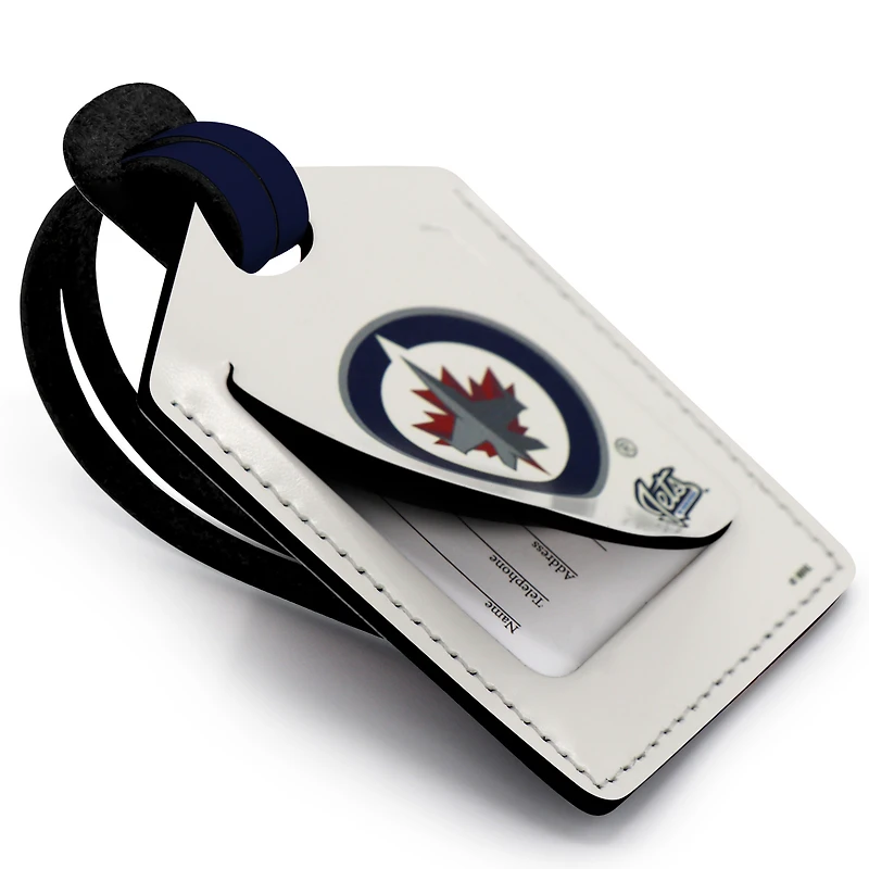 Étiquette de bagage en cuir personnalisée Jets de Winnipeg blanc