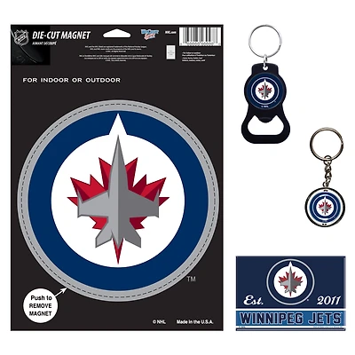 Ensemble de 4 porte-clés et aimants WinCraft Winnipeg Jets