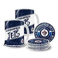 Jets de Winnipeg 15 oz. Tasses et sous-verres classiques - Ensemble