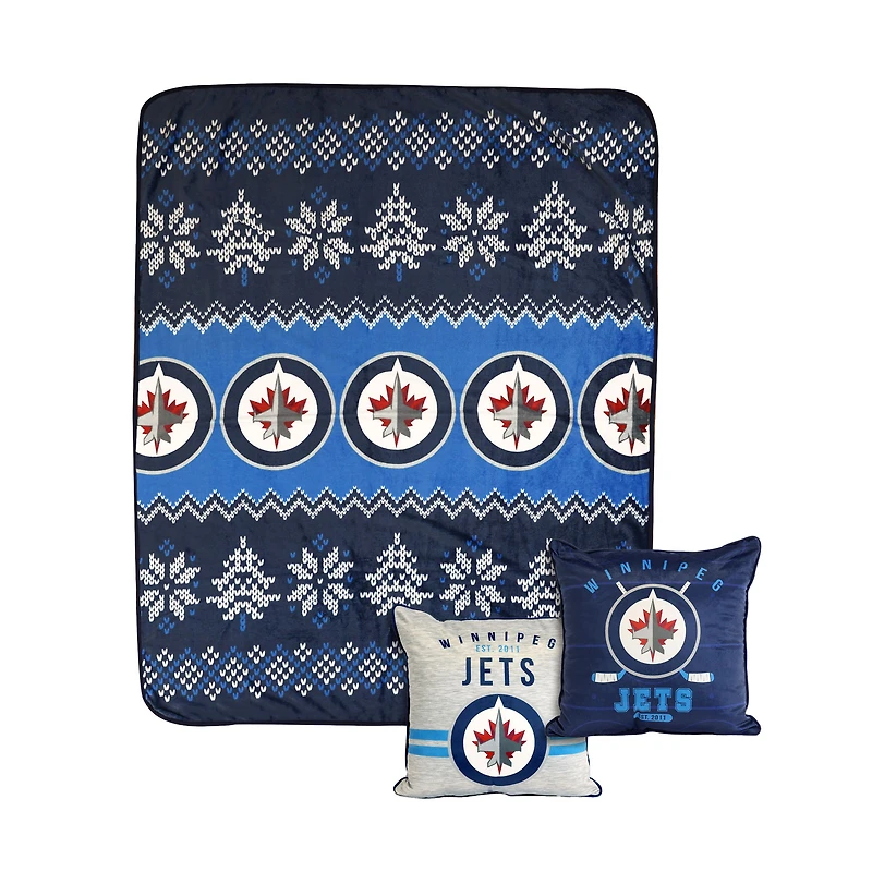 Winnipeg Jets 3-Pack Throw Blanket & Pillows Set