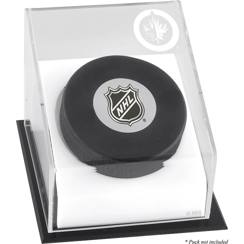 Vitrine de présentation du logo des rondelles de hockey des Jets de Winnipeg