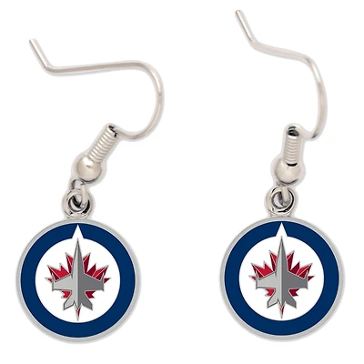 Boucles d'oreilles en fil de fer avec le logo des Jets de Winnipeg