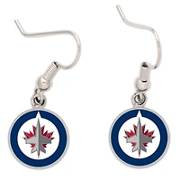 Boucles d'oreilles en fil de fer avec le logo des Jets de Winnipeg