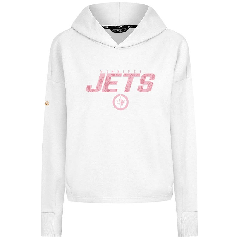 Women's Levelwear  White Winnipeg Jets Mother's Day Sweet Floral Tri-Blend Cropped Pullover Hoodie