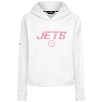 Women's Levelwear  White Winnipeg Jets Mother's Day Sweet Floral Tri-Blend Cropped Pullover Hoodie