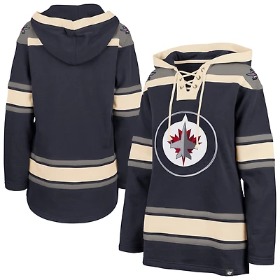 Women's '47  Navy Winnipeg Jets Superior Lacer Pullover Hoodie