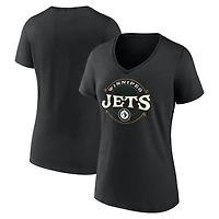 T-shirt noir à col en V porte-bonheur des Jets de Winnipeg pour femmes