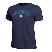 T-shirt Champion pour femmes avec logo de la mascotte des Jets Winnipeg, bleu marine