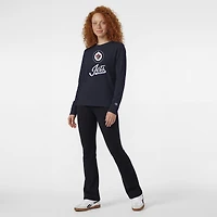T-shirt à manches longues Champion pour femmes, bleu marine, logo des Jets de Winnipeg