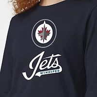 Women's Champion  Navy Winnipeg Jets Wordmark Lockup Long Sleeve T-Shirt