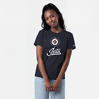 T-shirt Champion pour femmes, bleu marine, logo des Jets de Winnipeg