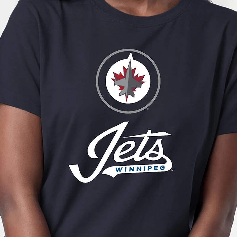 Women's Champion Navy Winnipeg Jets Wordmark Lockup T-Shirt