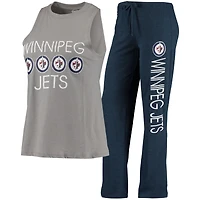Women's Concepts Sport Gray/Navy Winnipeg Jets Meter Tank Top & Pants Sleep Set