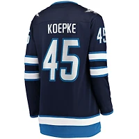 Maillot Fanatics Cole Koepke bleu marine des Jets de Winnipeg pour femmes