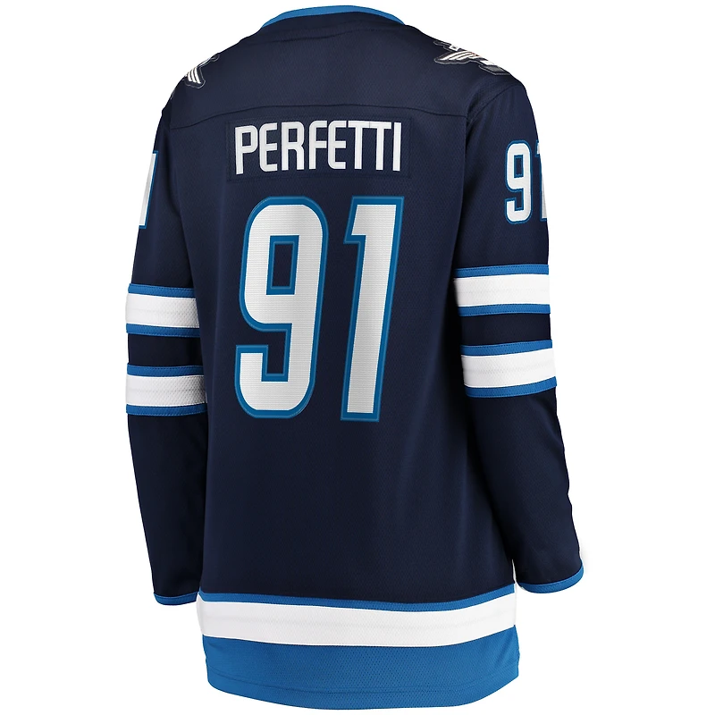 Women's Fanatics Cole Perfetti Navy Winnipeg Jets Home Breakaway Player - Jersey