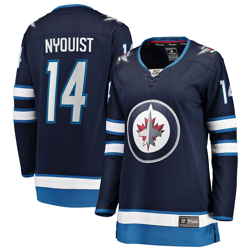 Maillot Fanatics Gustav Nyquist bleu marine pour femmes, équipe de Winnipeg Jets, domicile Breakaway