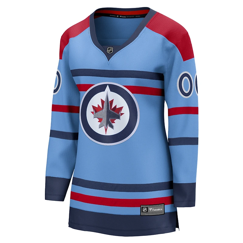 Maillot personnalisé Fanatics pour femmes, bleu clair, Jets de Winnipeg, anniversaire Breakaway