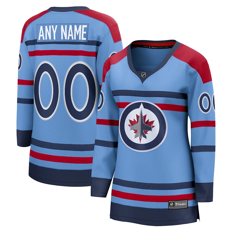 Maillot personnalisé Fanatics pour femmes, bleu clair, Jets de Winnipeg, anniversaire Breakaway