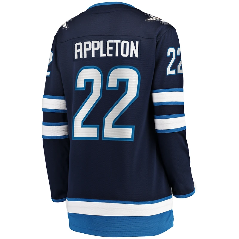 Maillot Breakaway à domicile des Jets de Winnipeg Fanatics Mason Appleton pour femmes, bleu marine