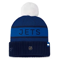 Women's Fanatics  Navy Winnipeg Jets Authentic Pro Cuffed Knit Hat with Pom