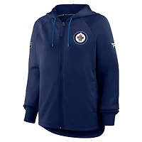 Sweat à capuche zippé entièrement Authentic Pro Rink pour femme Fanatics Navy des Jets de Winnipeg
