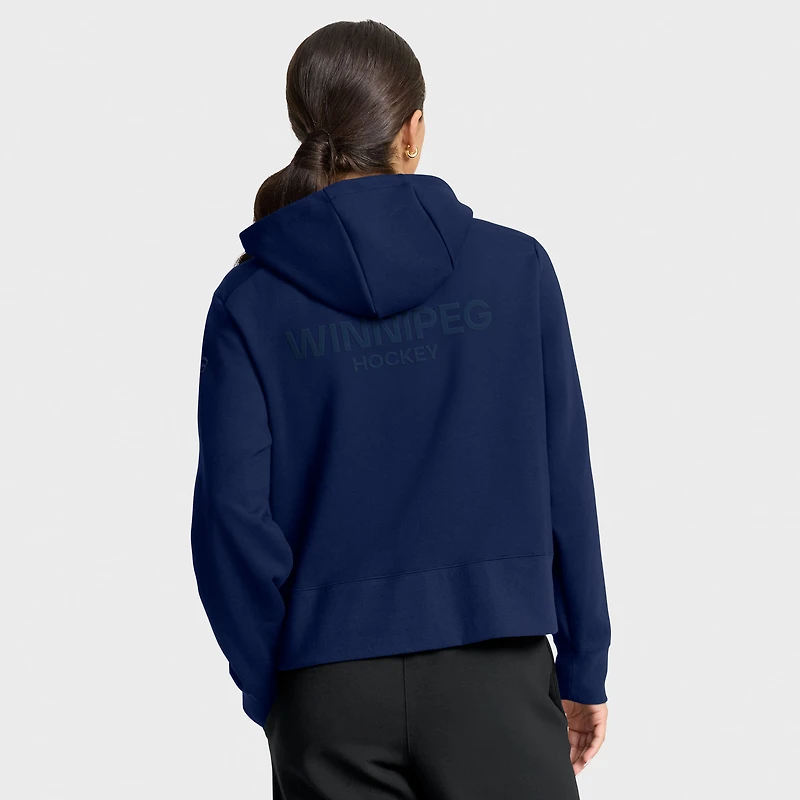 Women's Fanatics Navy Winnipeg Jets Authentic Pro Road Tri-Blend Quarter-Zip Hoodie