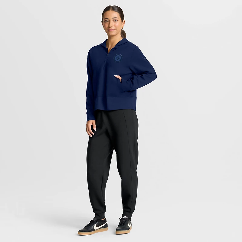Sweat à capuche glissière quart de tour Authentic Pro Road Tri-Blend bleu marine pour femme des Jets Winnipeg