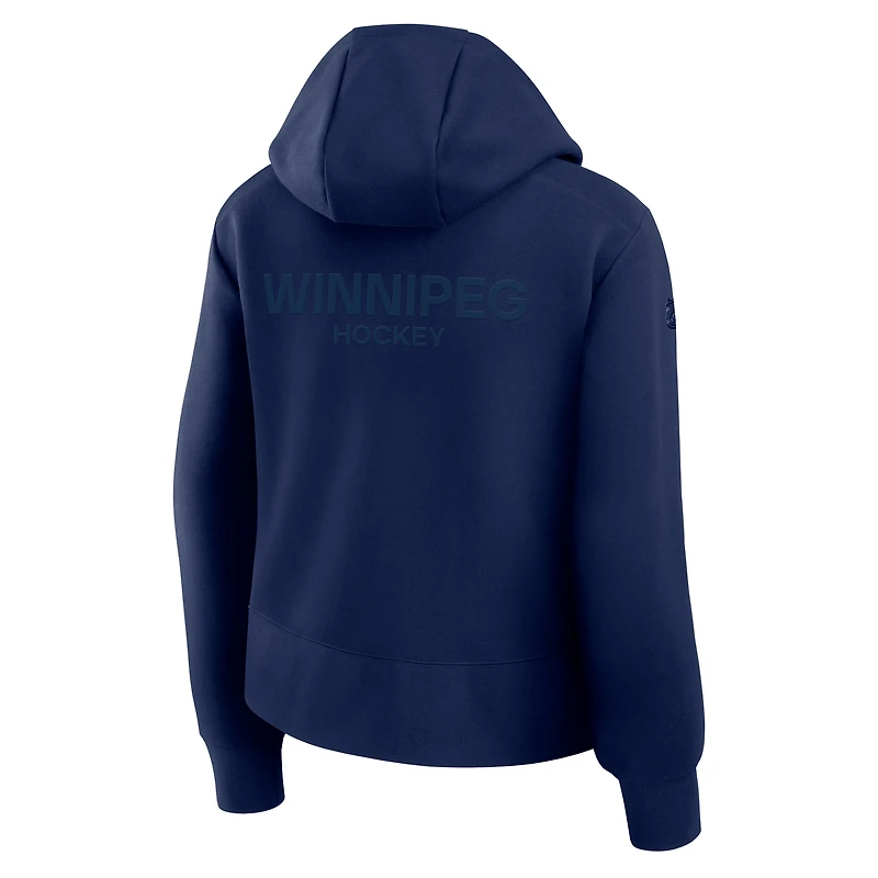 Women's Fanatics Navy Winnipeg Jets Authentic Pro Road Tri-Blend Quarter-Zip Hoodie